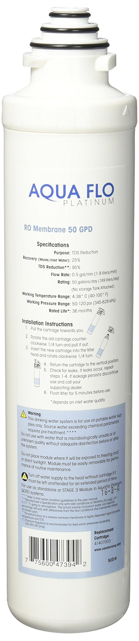 Pura 41407003 Quick Change RO Membrane 50 GPD