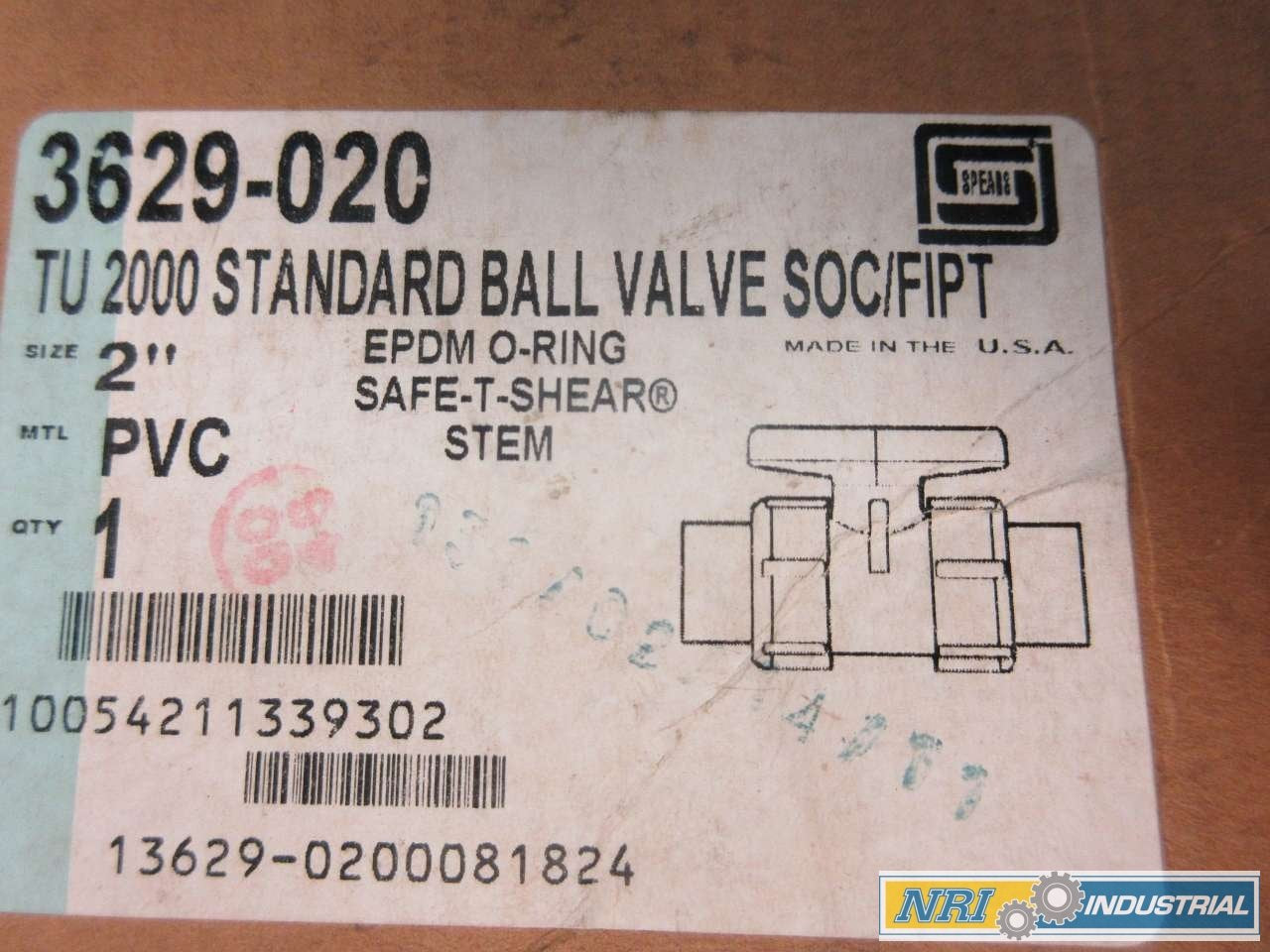 NEW SPEARS 3629-020 TRUE UNION 2000 2 IN PVC STANDARD BALL VALVE D546832