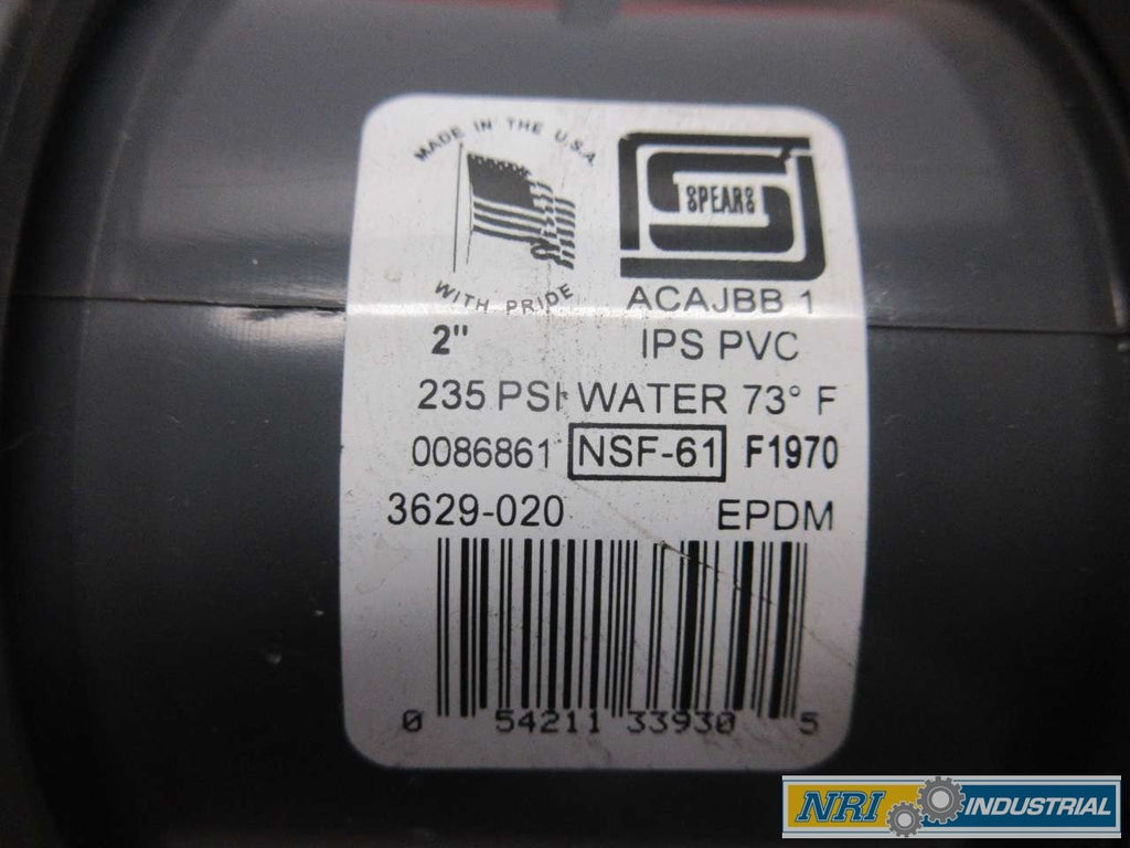 NEW SPEARS 3629-020 TRUE UNION 2000 2 IN PVC STANDARD BALL VALVE D546832