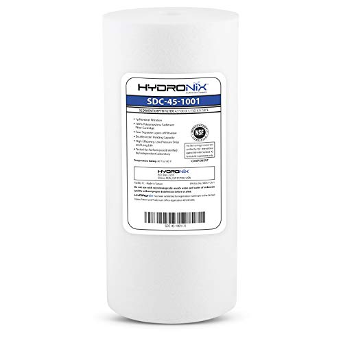 Hydronix SDC-45-1001 Whole House or Commercial NSF Polypropylene Sediment Water Filter Cartridge 4.5" x 10" - 1 Micron