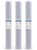 Hydronix HX-CB-25-2005/3 Universal NSF Coconut Activated Carbon Block Water Filter, 2.5" x 20"-5 Micron, 1 Count (Pack of 3), White