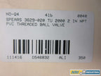 NEW SPEARS 3629-020 TRUE UNION 2000 2 IN PVC STANDARD BALL VALVE D546832