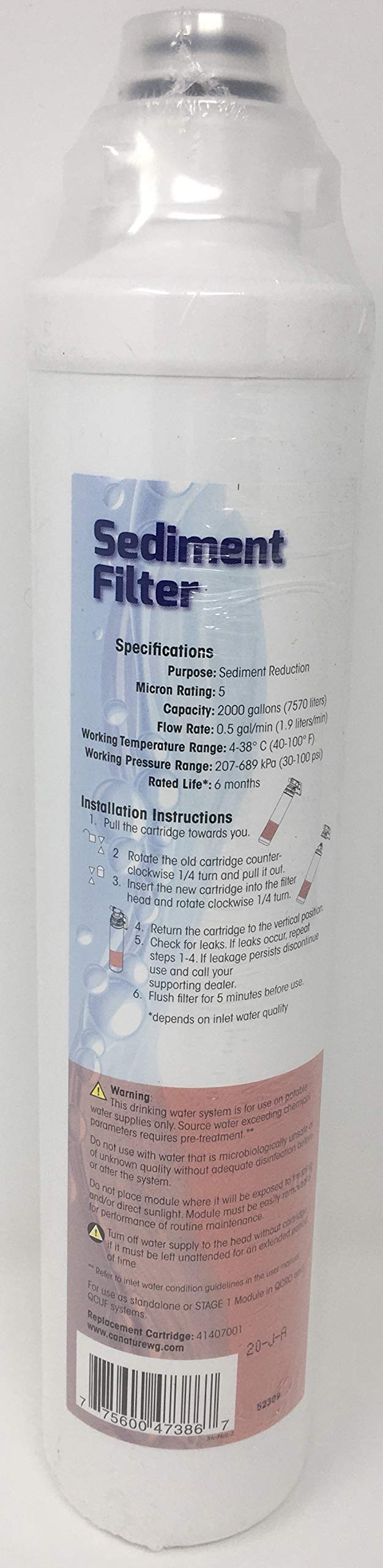 Pura 41407001 Quick Change Sediment Filter