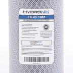 Hydronix CB-45-1001 Whole House Commercial Hydroponics RO NSF Activated Carbon Block Water Filter, 4.5" x 10", 1 Micron